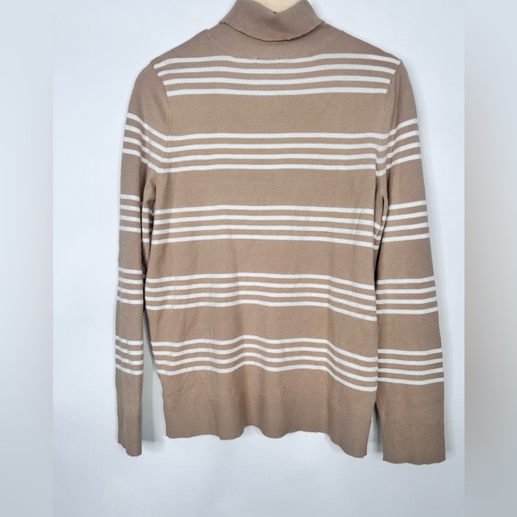 NWT CHAPS RALPH LAUREN Women’s Tan and White Turtle Neck Striped Sweater size XL - Picture 6 of 8